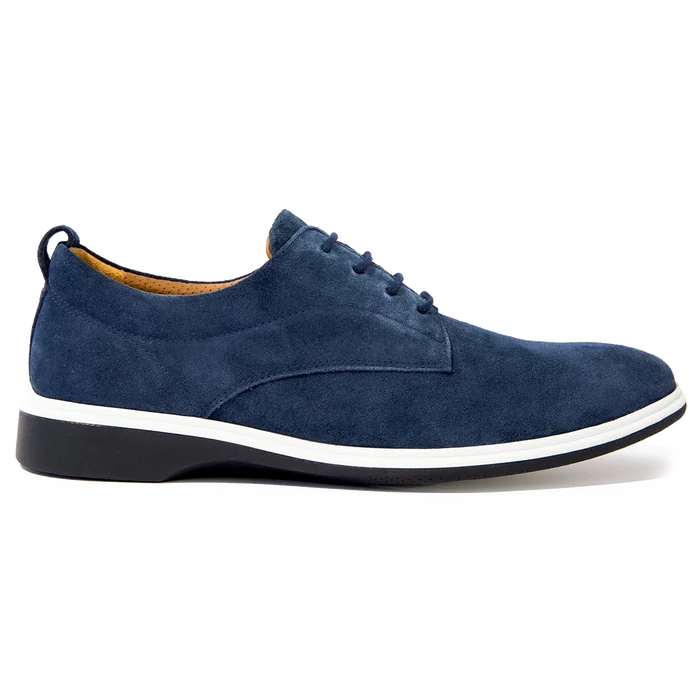 The Original Dress Shoe by Amberjack in Cobalt Blue Suede - Lateral View