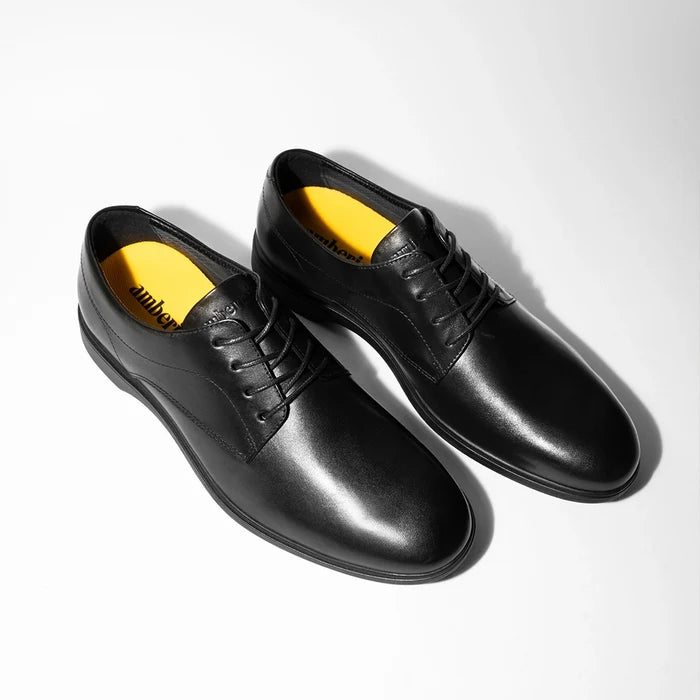 The Original Classic Dress Shoe by Amberjack in Obsidian Black Leather - Three Quarter Angle