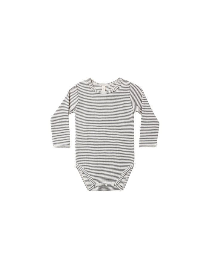 Waffle Long Sleeve Bodysuit Midnight Microstripe